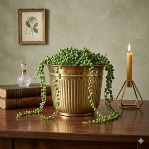 Vintage Mid-Century Modern Solid Brass Ribbed Planter / Cachepot